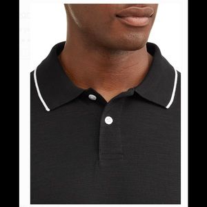 Mens Polo Navy Shirt George Three Buttons Side Hem Slits Soft Cotton S//S NWT 3XL
